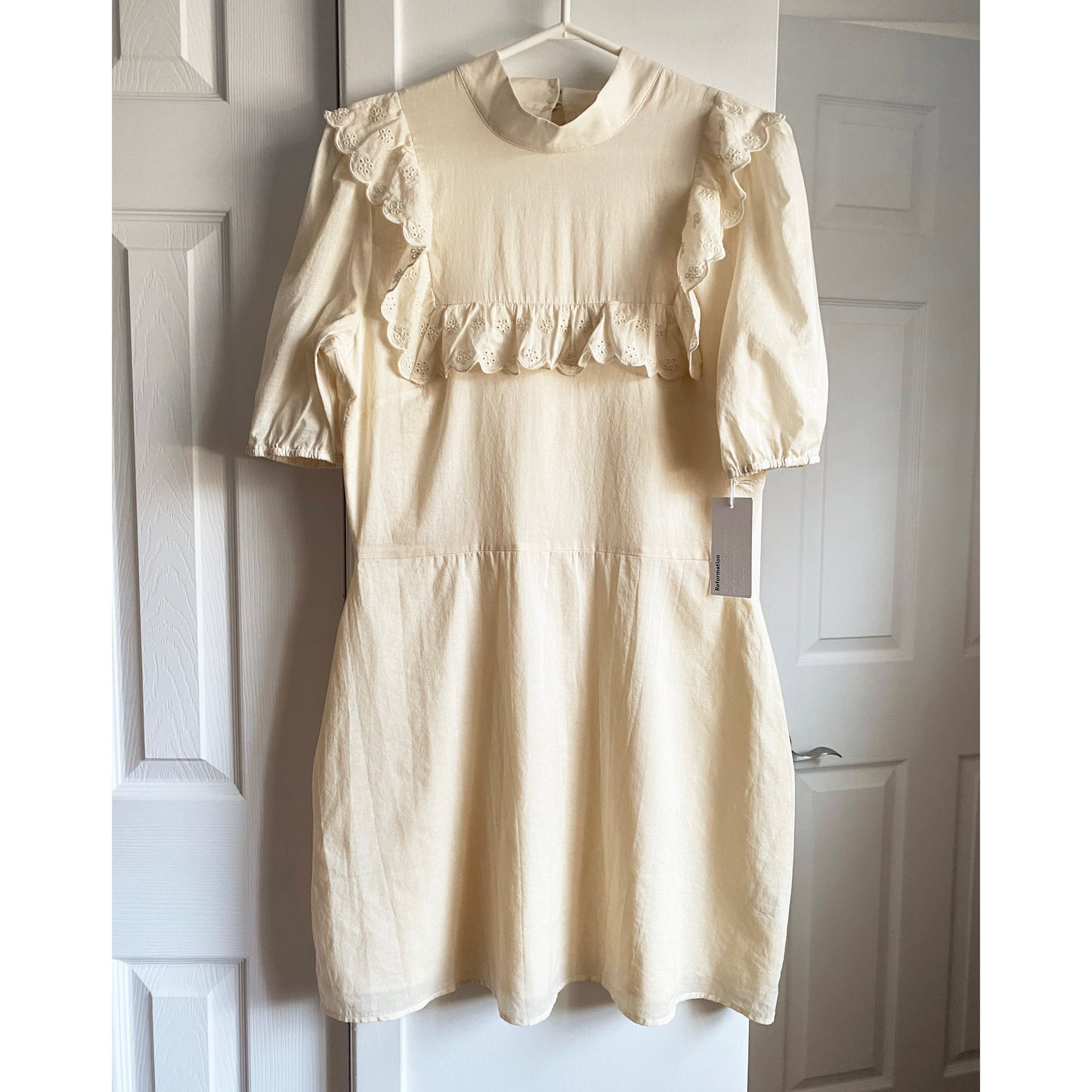 Reformation “Bradley” ivory cotton dress, size 10 (fits size 6/8)