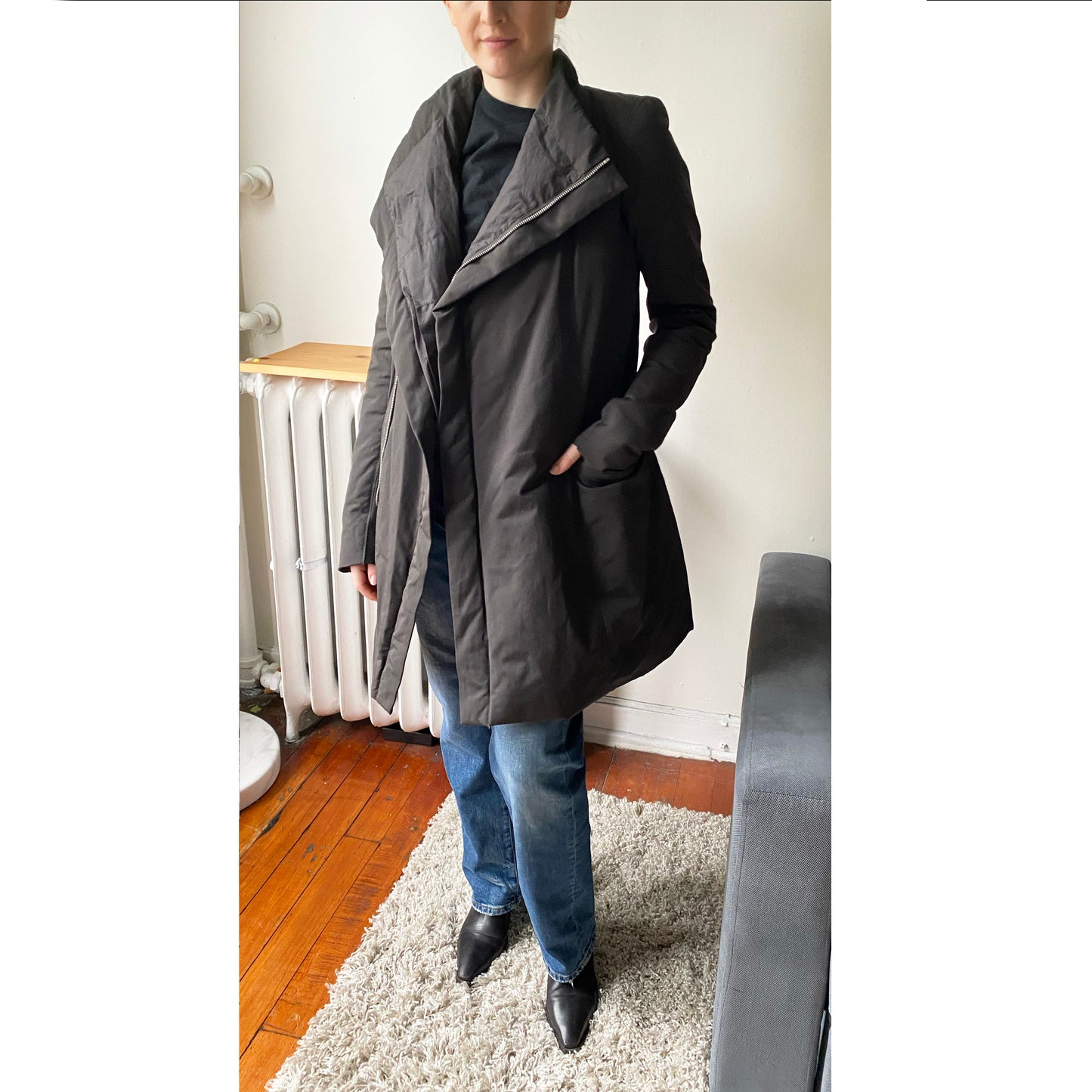 Veste en duvet Rick Owens Eileen en Dark Dust, taille 44IT (convient à une taille S/M, selon)