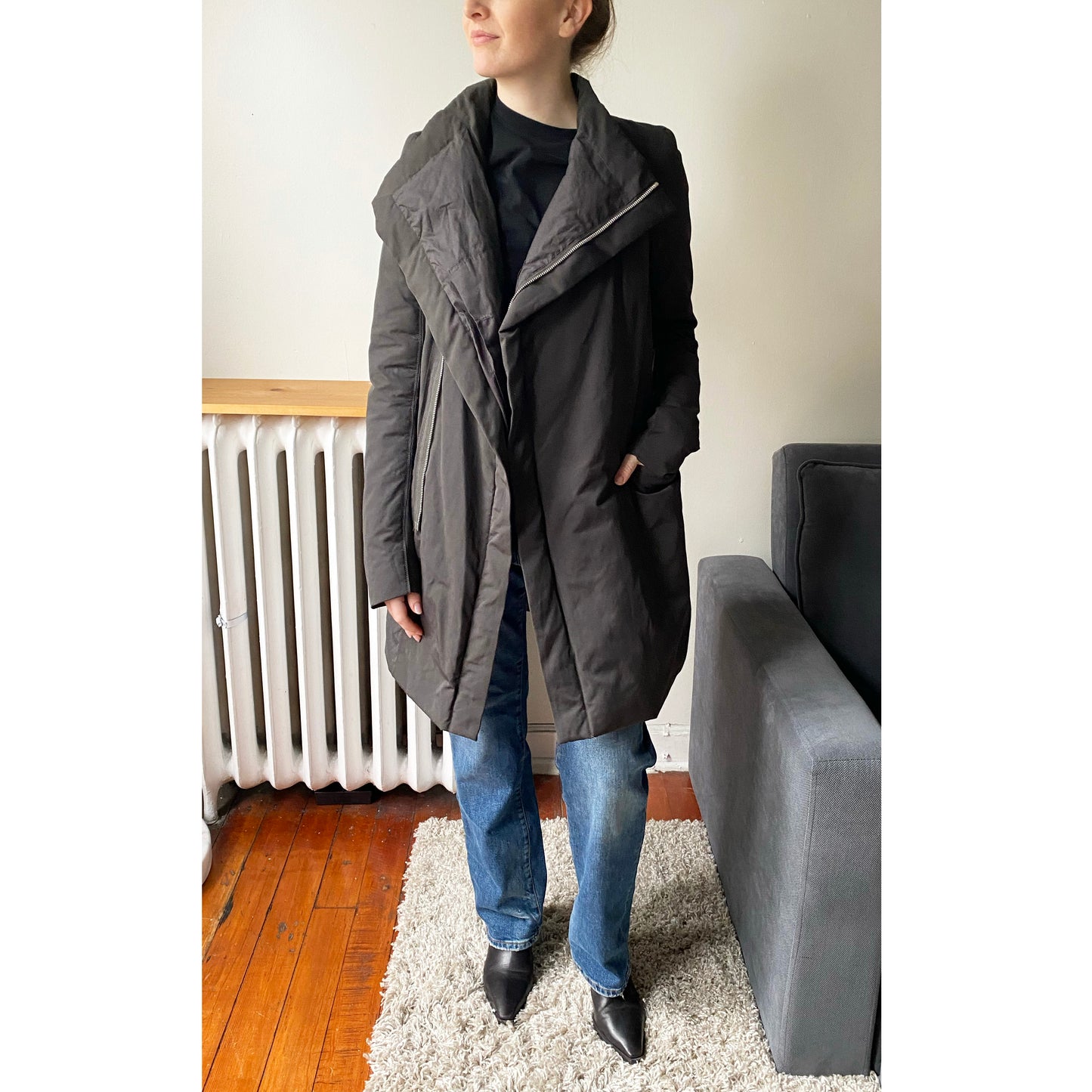 Veste en duvet Rick Owens Eileen en Dark Dust, taille 44IT (convient à une taille S/M, selon)