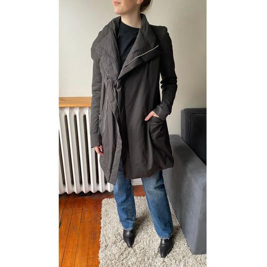 Rick Owens Eileen Down Jacket in Dark Dust, size 44IT (fits a size S/M, depending)