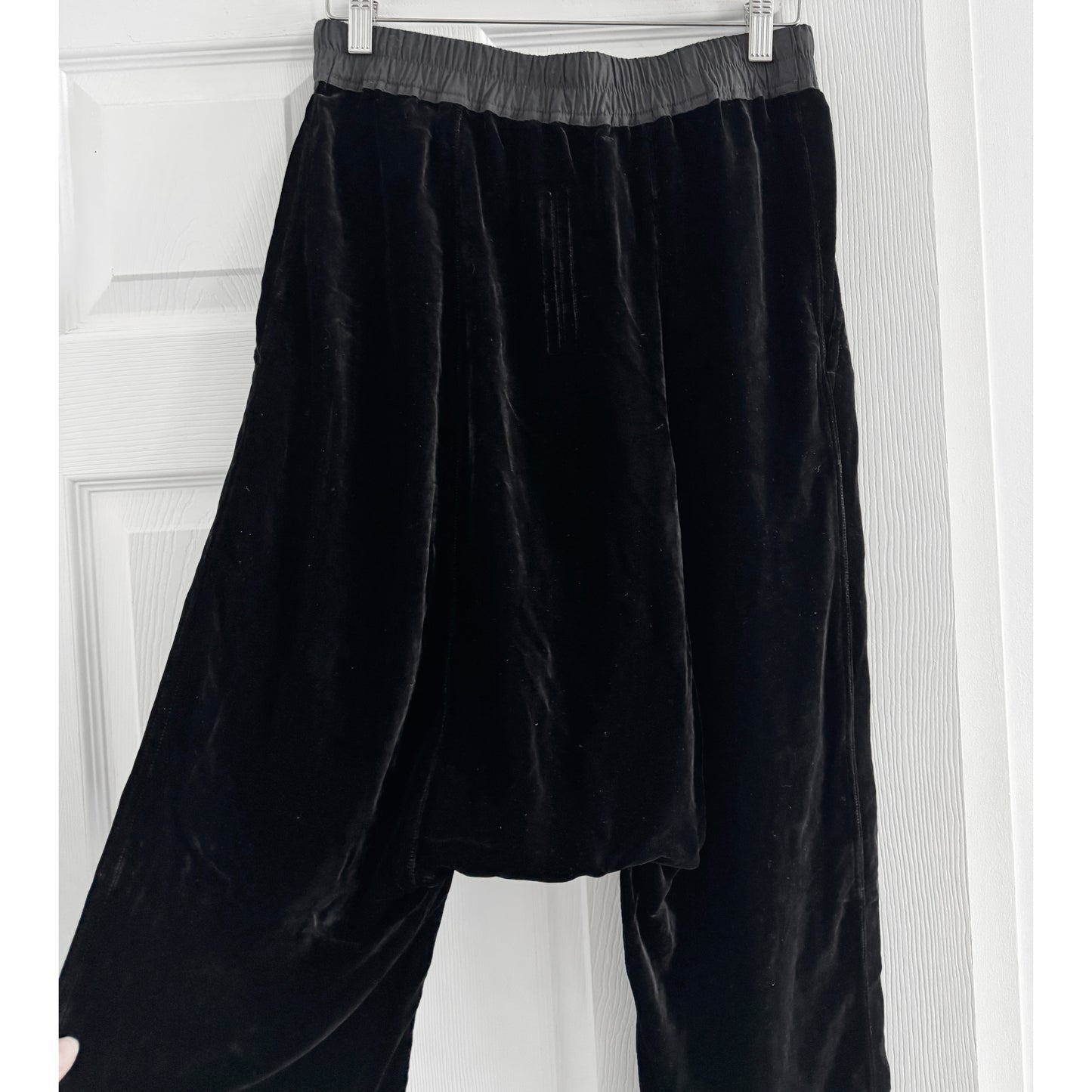 Rick Owens Drop Crotch Velvet Pants in Black, size 8 (fits size 4/6)
