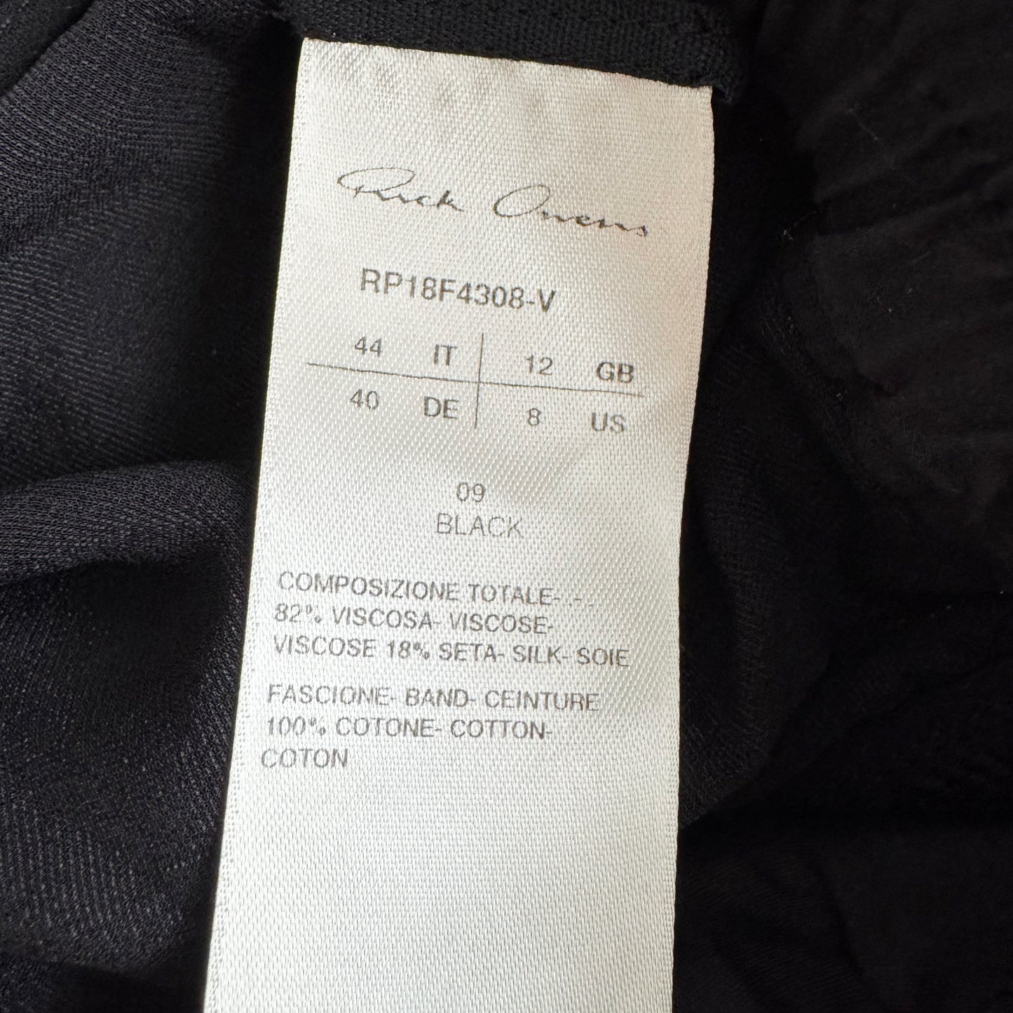 Rick Owens Drop Crotch Velvet Pants in Black, size 8 (fits size 4/6)