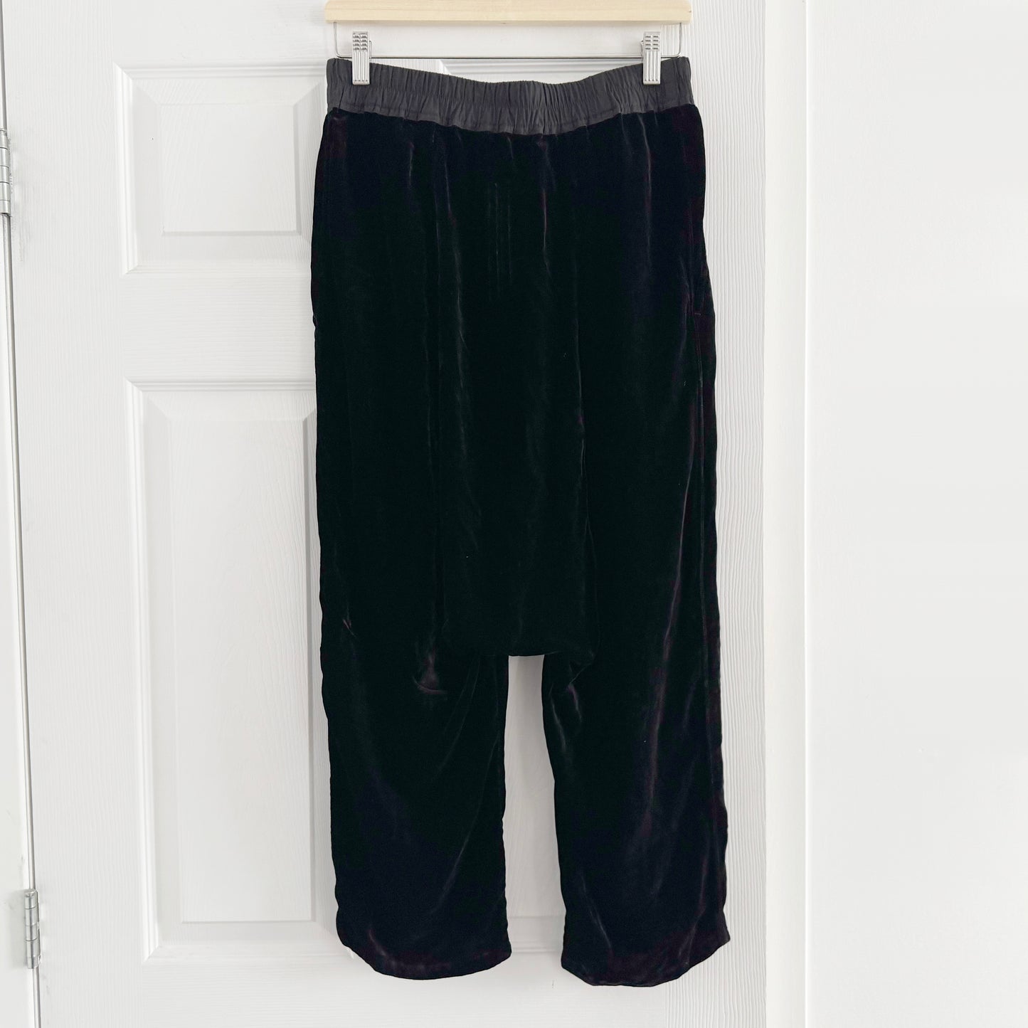 Rick Owens Drop Crotch Velvet Pants in Black, size 8 (fits size 4/6)