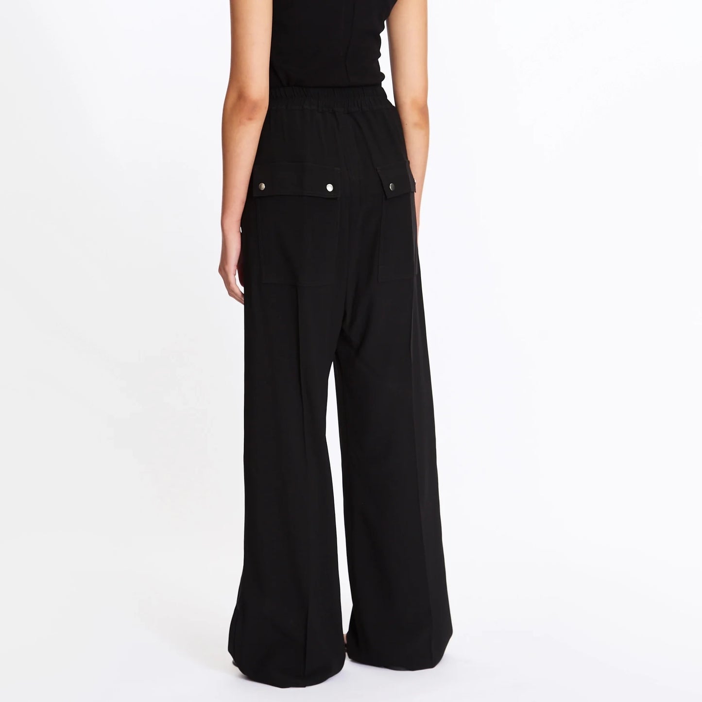 Rick Owens "Bela" Wide Leg Crepe Pants in Black, size 8US