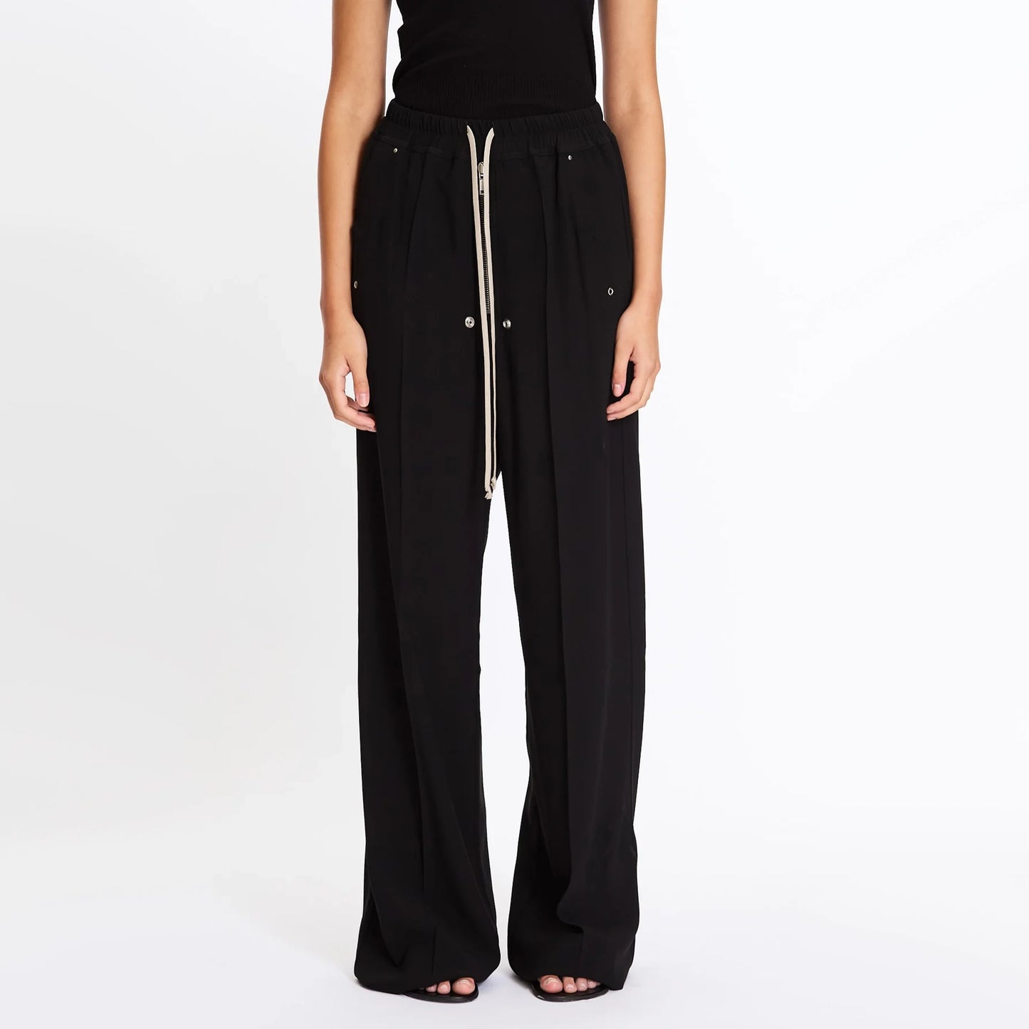 Rick Owens "Bela" Wide Leg Crepe Pants in Black, size 8US