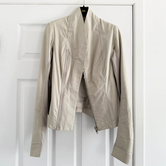 Rick Owens Paper-thin Leather Jacket in Pearl, size 44IT (fits like size 6)