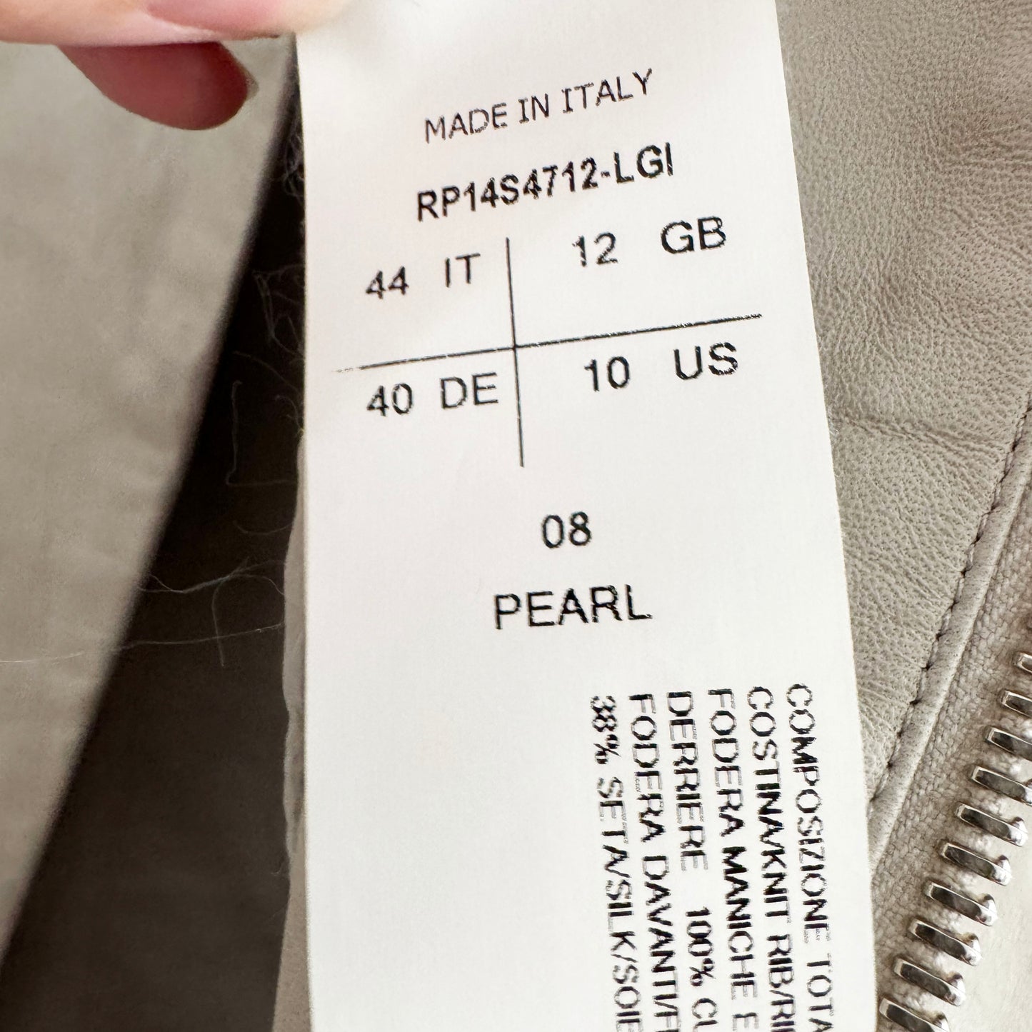 Rick Owens Paper-thin Leather Jacket in Pearl, size 44IT (fits like size 6)
