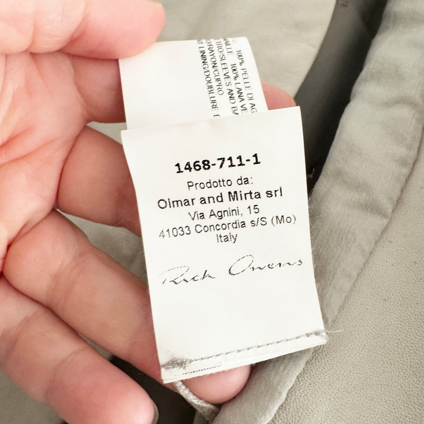 Rick Owens Paper-thin Leather Jacket in Pearl, size 44IT (fits like size 6)
