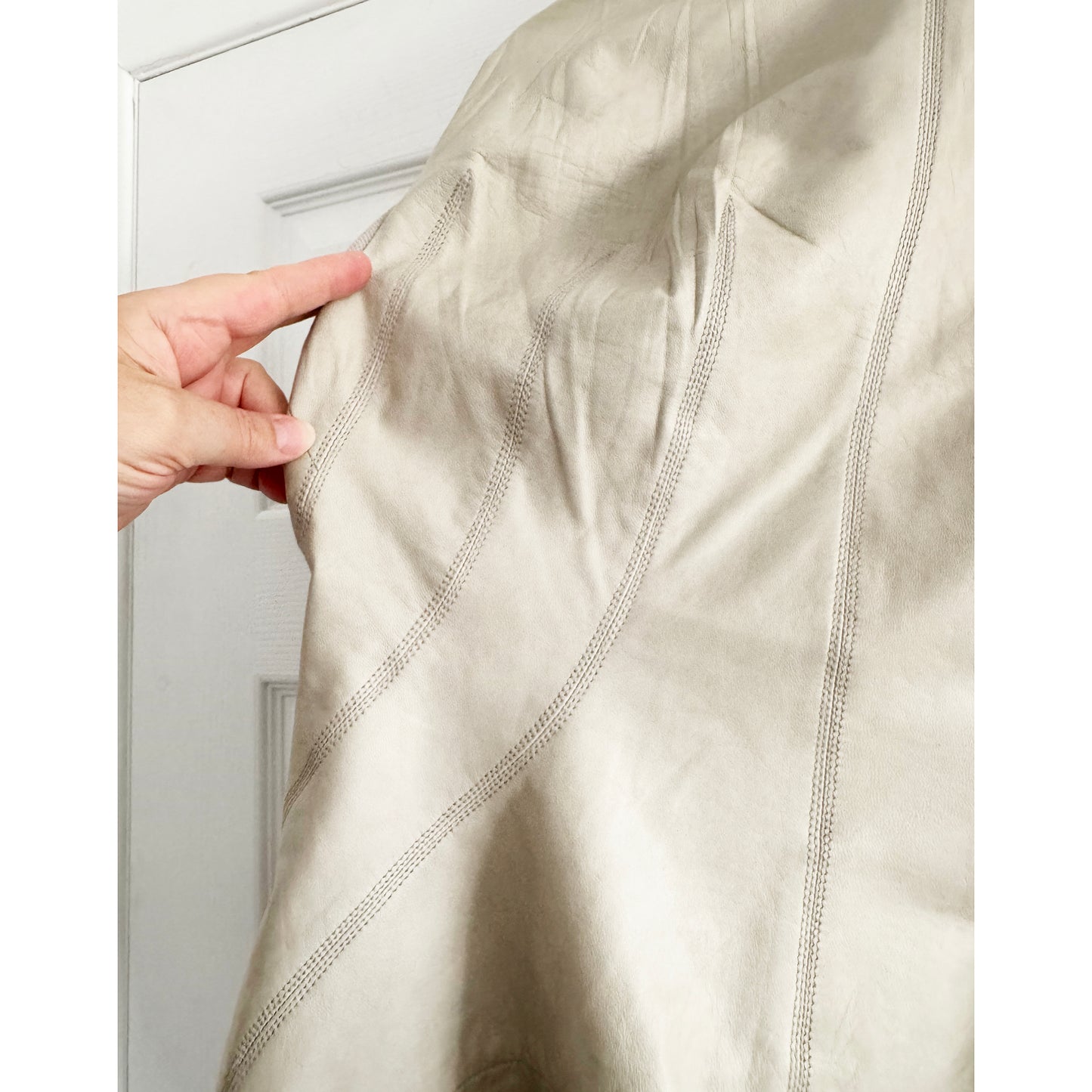 Rick Owens Paper-thin Leather Jacket in Pearl, size 44IT (fits like size 6)