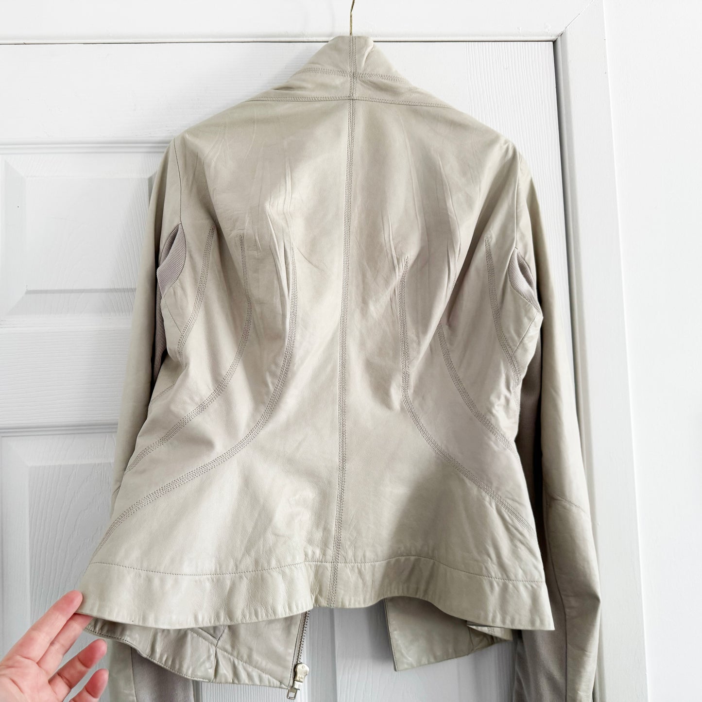 Rick Owens Paper-thin Leather Jacket in Pearl, size 44IT (fits like size 6)