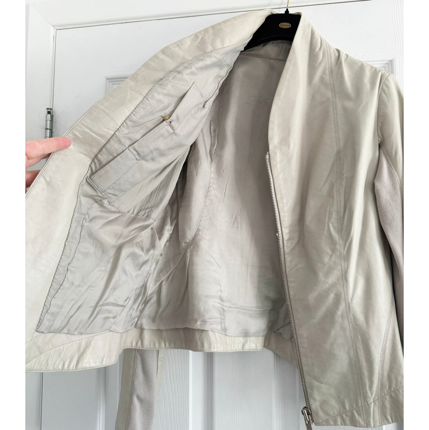 Rick Owens Paper-thin Leather Jacket in Pearl, size 44IT (fits like size 6)