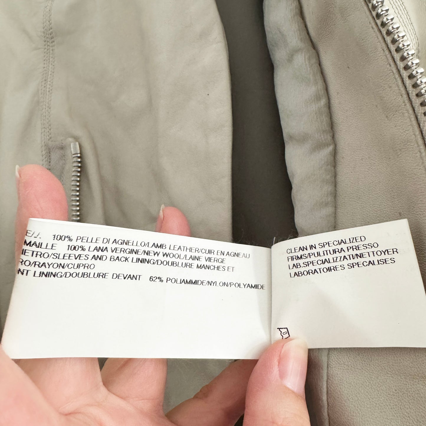 Rick Owens Paper-thin Leather Jacket in Pearl, size 44IT (fits like size 6)