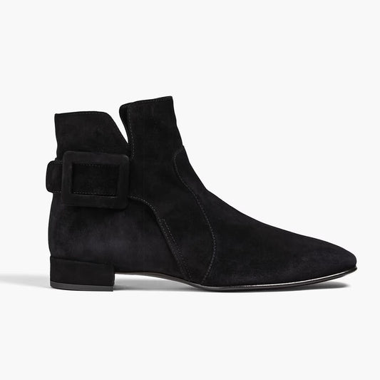 Bottines « Polly » en daim noir Roger Vivier, taille 35,5. Convient comme un 5.5