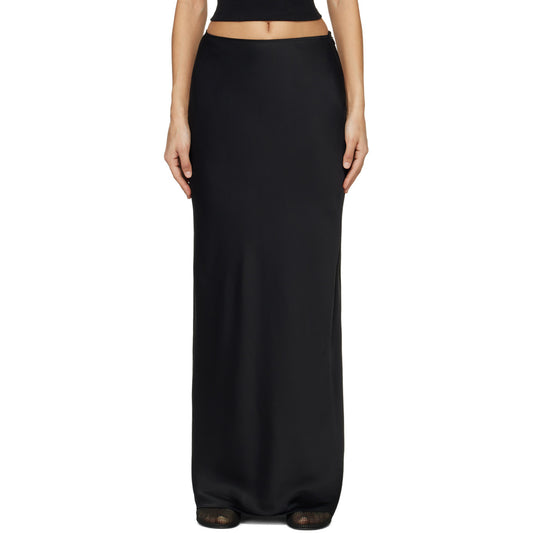 Rohe Long Satin Skirt in Black, size 40 (size 6/8)