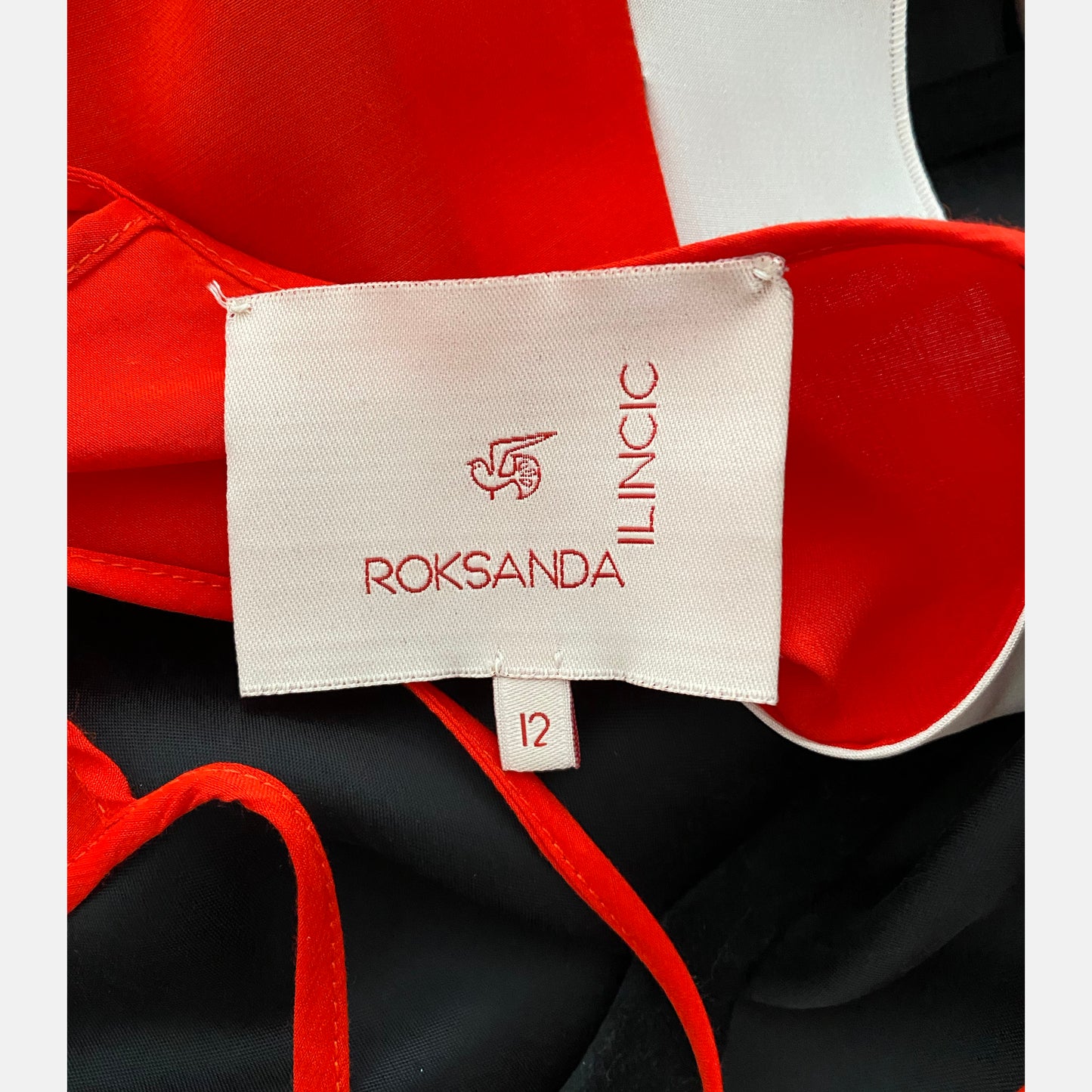 Roksanda  Ilincic Colourblocked Gown in Black/Red/Ivory, size 8US/12UK