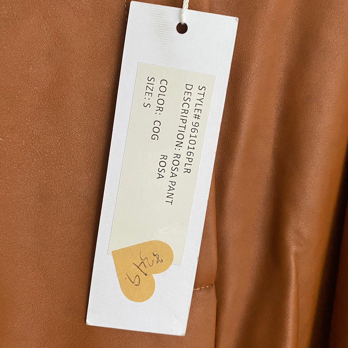 Ronny Kobo "Rosa" Faux Leather Pant in Cognac, Size Small (fits XS/S)