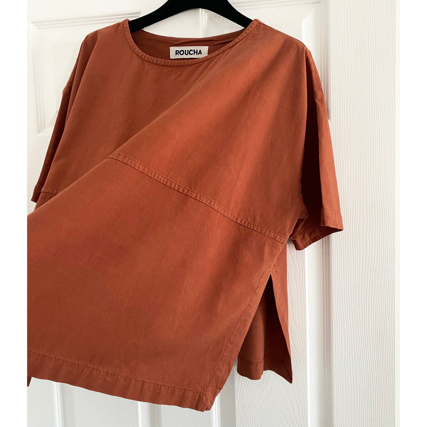 Roucha Boxy Cropped Top in Rust, size "CC" (Petite Size Large)