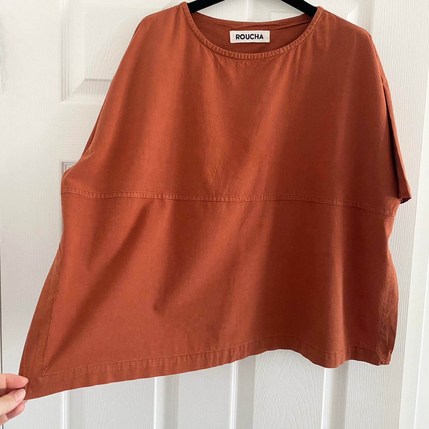 Roucha Boxy Cropped Top in Rust, size "CC" (Petite Size Large)