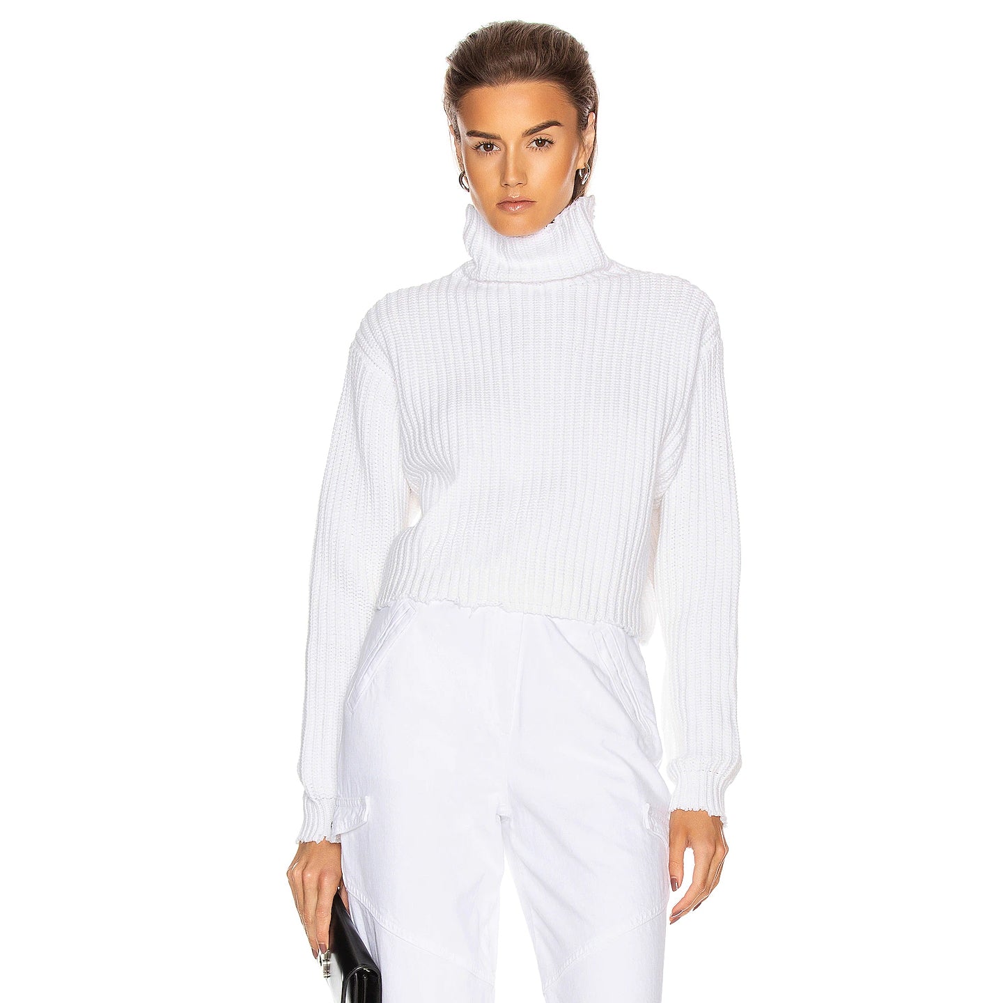 RtA White Ribbed "Beau" Turtleneck, size small