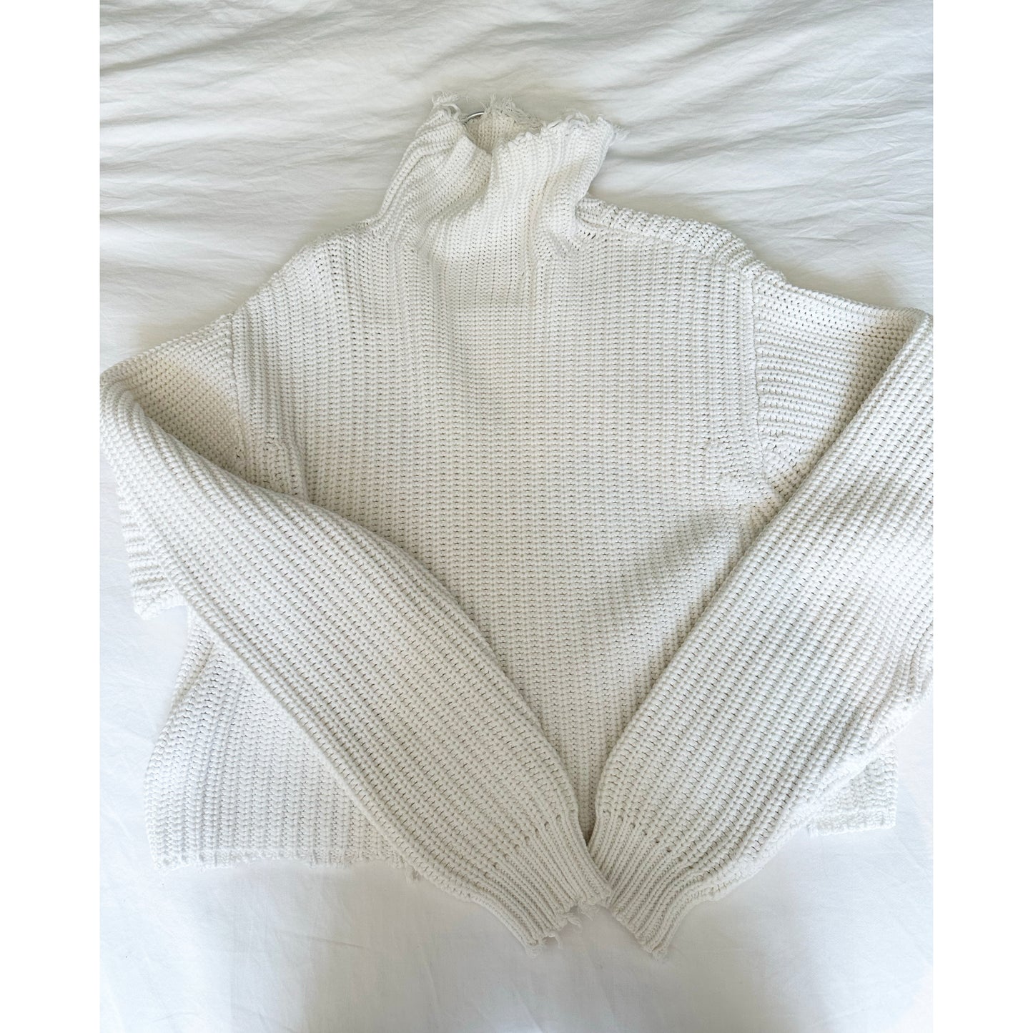 RtA White Ribbed "Beau" Turtleneck, size small