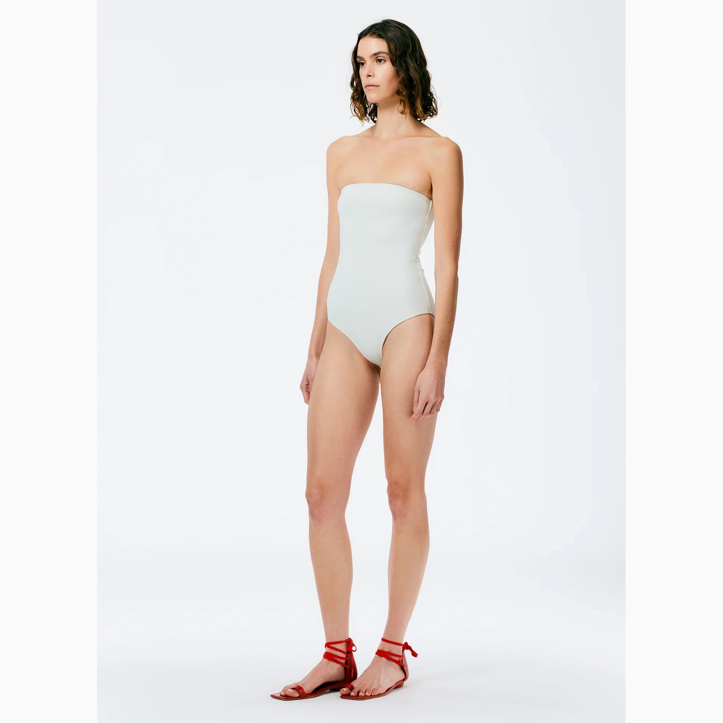 Tibi "Ali" Lace-Up Short Sandal in Red, size 42