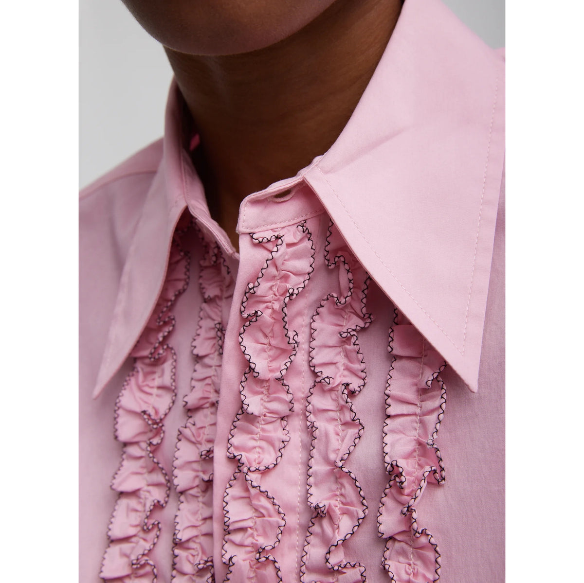 Tibi Lightweight Cotton/Nylon Easy Tuxedo Shirt in Pink, size Small