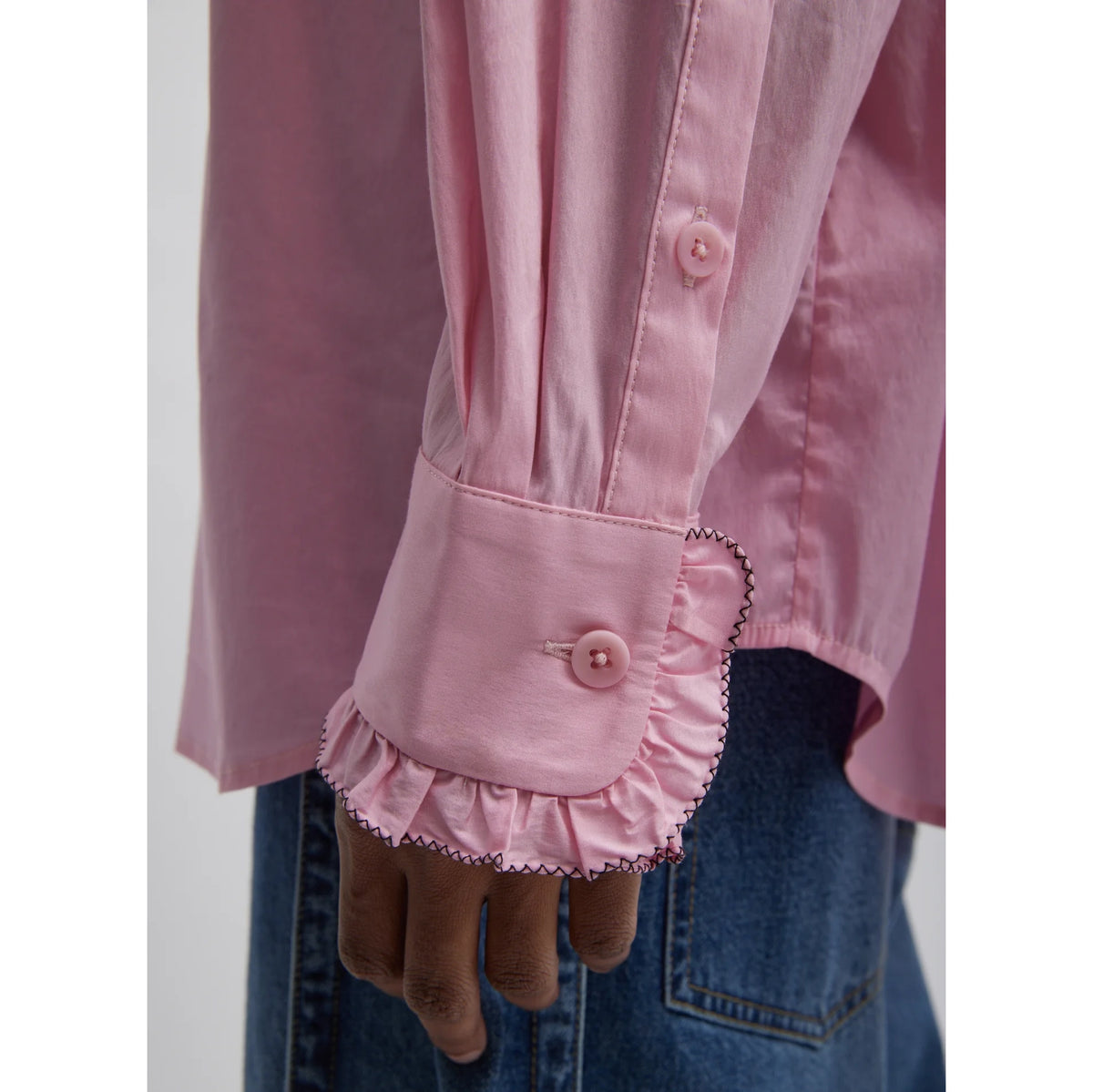 Tibi Lightweight Cotton/Nylon Easy Tuxedo Shirt in Pink, size Small