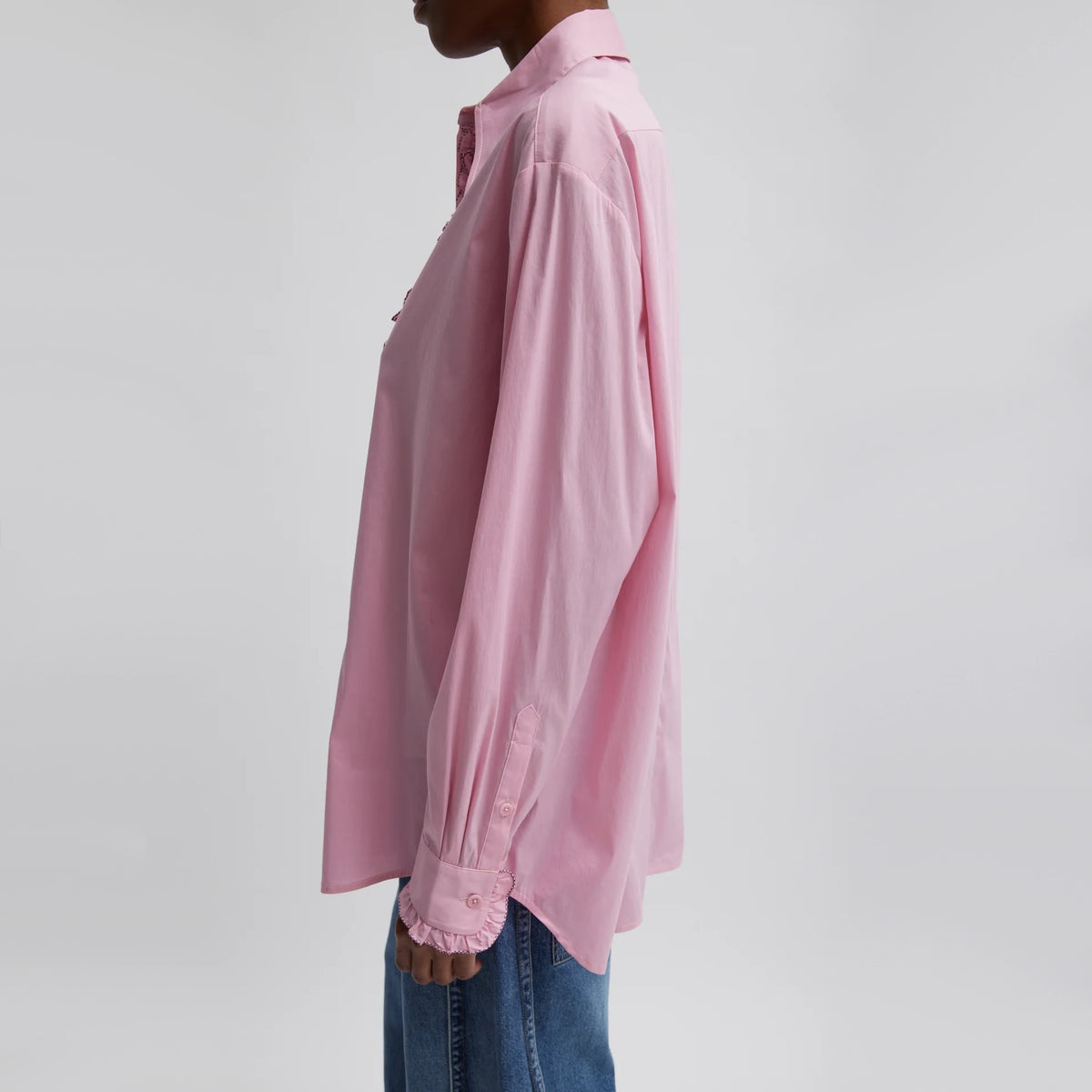 Tibi Lightweight Cotton/Nylon Easy Tuxedo Shirt in Pink, size Small