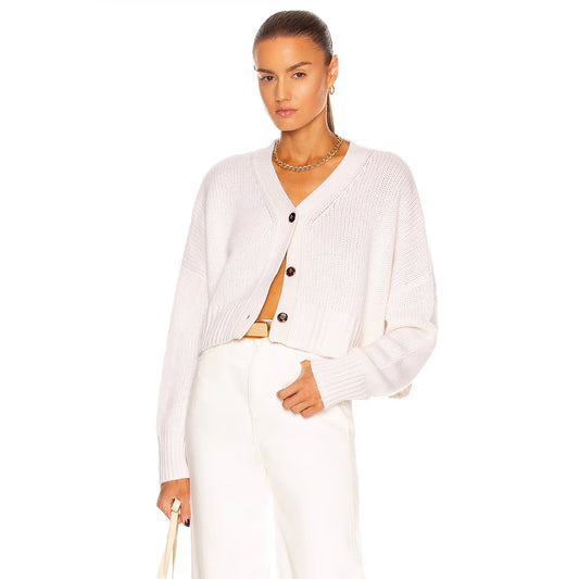 Sablyn "Elliott" Cashmere Cardigan in Ivory (Gardenia), size Medium