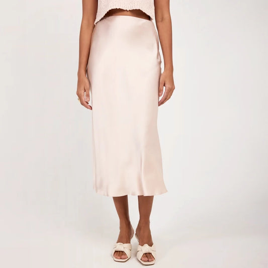 Sablyn "Miranda" Silk Satin Skirt in Pale Pink, size XS