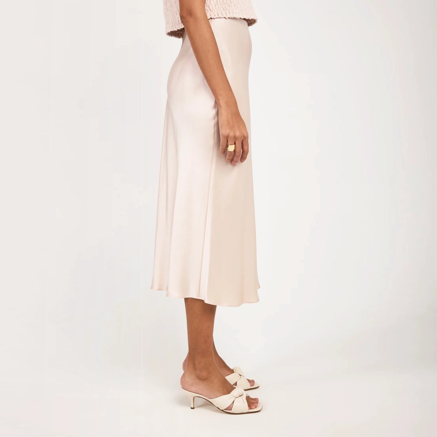 Sablyn "Miranda" Silk Satin Skirt in Pale Pink, size XS