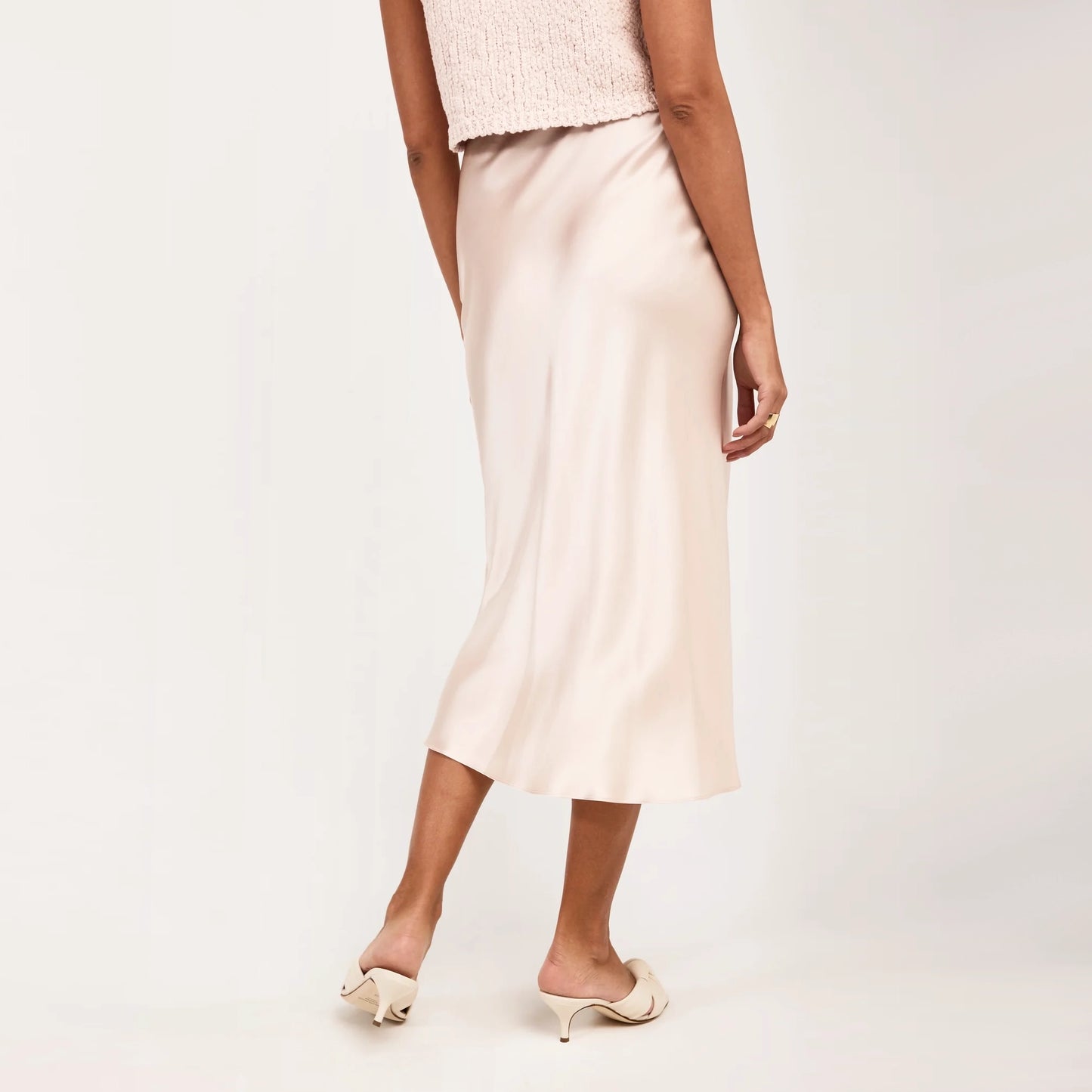Sablyn "Miranda" Silk Satin Skirt in Pale Pink, size XS
