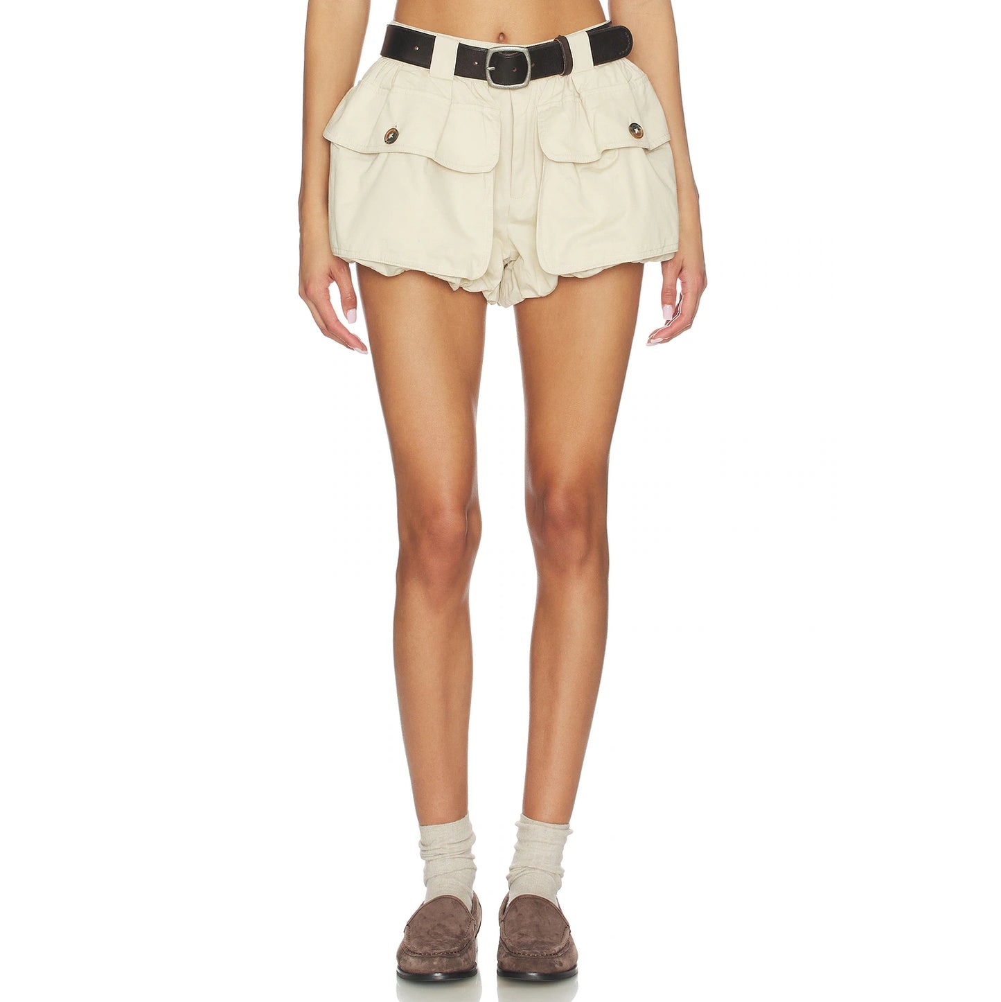 Sea New York "Andrea" Bubble Workwear Short in Beige, size 6 (fits 4/6)