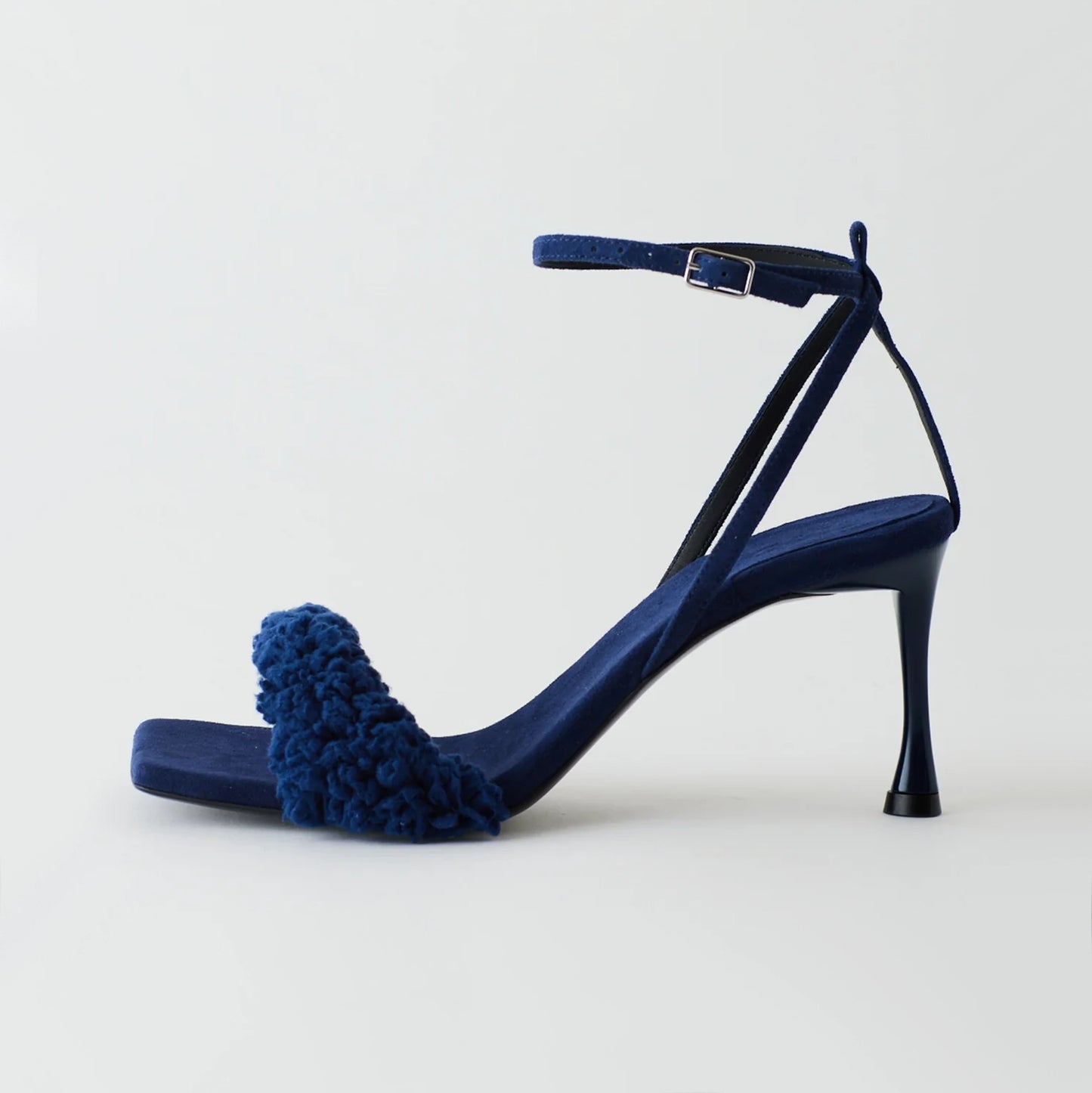 Tibi "Hugh" Suede & Faux Shearling Sandal in Navy, size 42