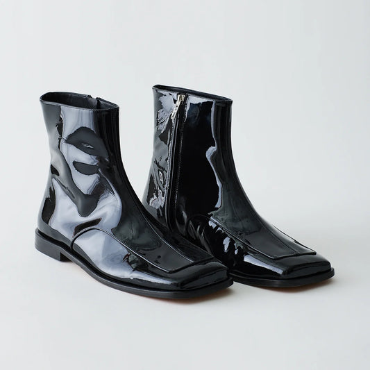 Tibi Patent Leather "Mario" Boots in Black, size 38.5