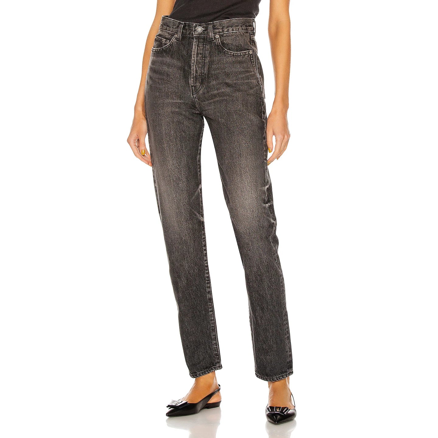 Saint Laurent High Waisted Jeans in Faded Black, size 30 (fits like 28!) *hemmed*