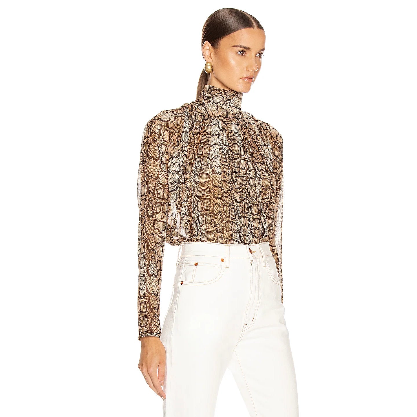 Smythe Snake Print Turtleneck Blouse, size XS (fits XS/S)