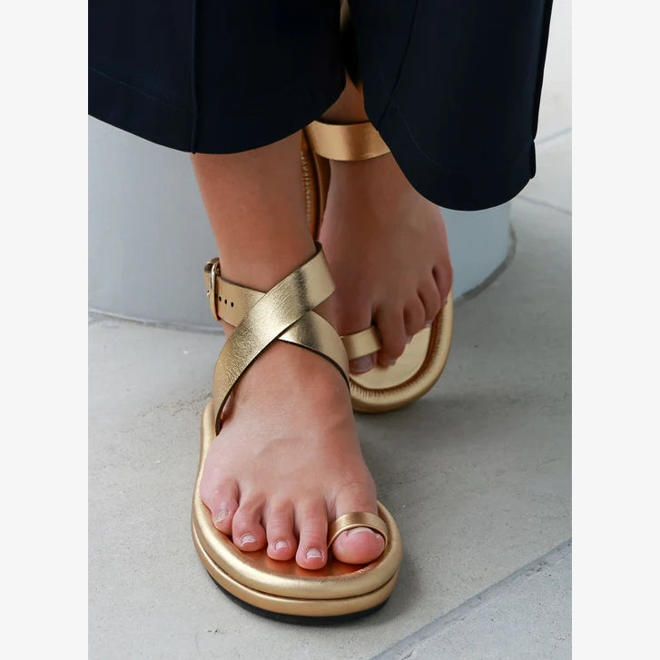Tibi "Dwayne" Sandal in Gold, size 37
