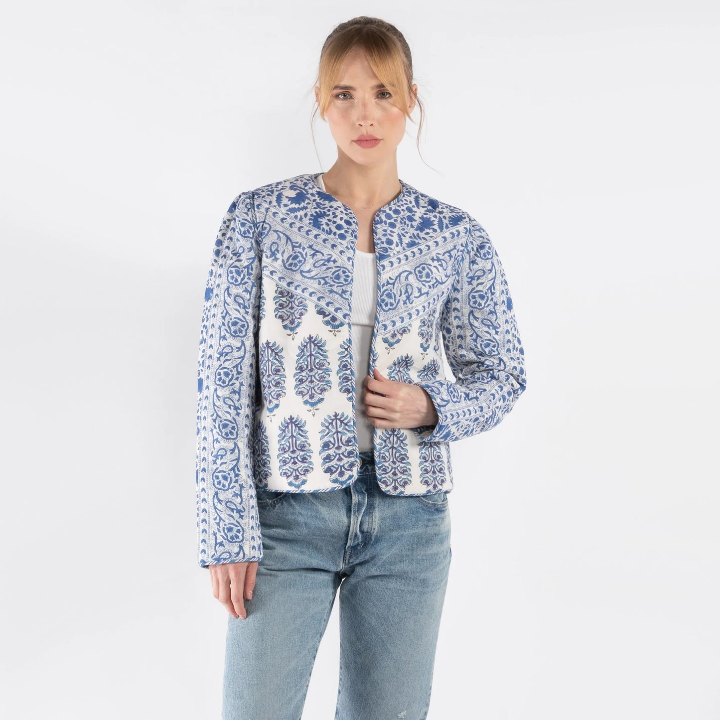 Alix of Bohemia "Hudson" Printed Jacket in Blue, size Medium