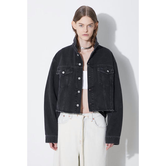 MM6 Maison Margiela Cropped Denim Jacket in Black, size 36
