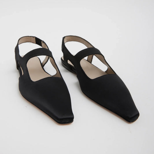 Tibi Malcolm Flats in Black Satin, size 37.5