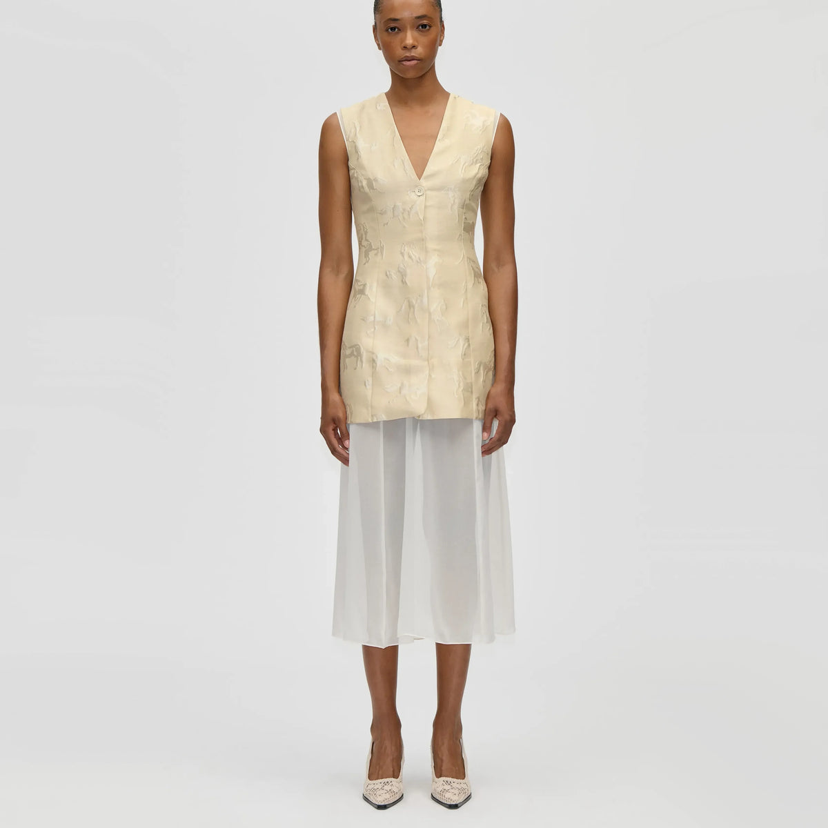 Stine Goya Jacquard Tailored Waistcoat Tailored Midi Dress, size Small