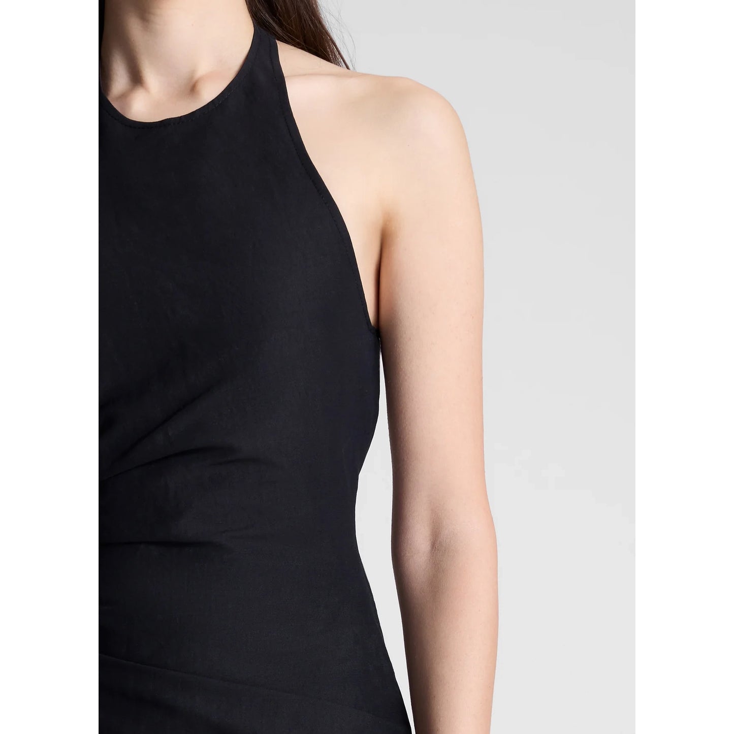 A.L.C. "Sylvie" Linen Midi Halter Dress in Black, size 2