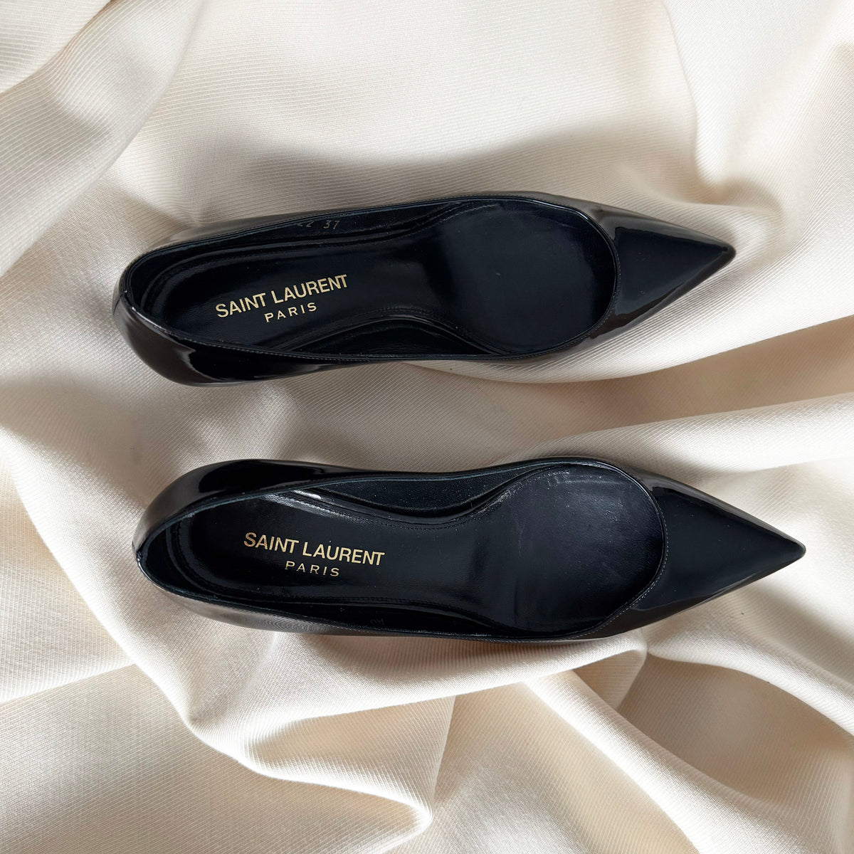 Saint Laurent "Charlotte" 55mm Pumps in Black Patent, size 37 (fits 36.5)