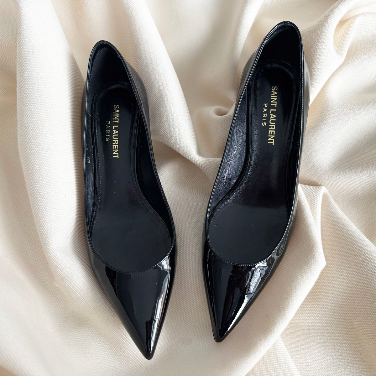 Saint Laurent "Charlotte" 55mm Pumps in Black Patent, size 37 (fits 36.5)