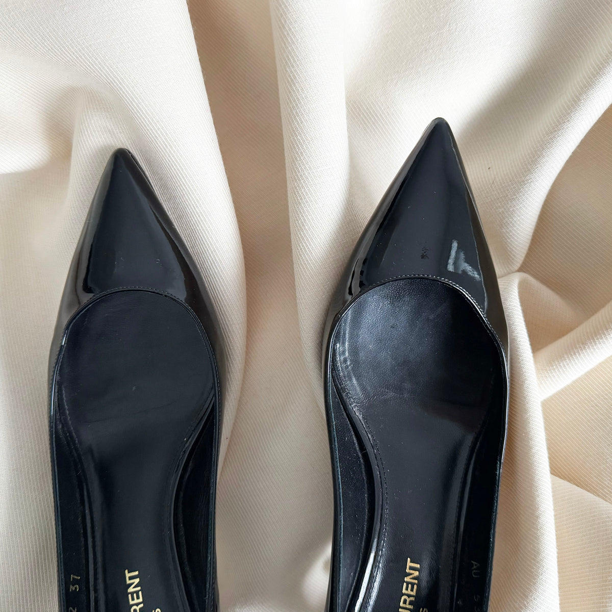 Saint Laurent "Charlotte" 55mm Pumps in Black Patent, size 37 (fits 36.5)