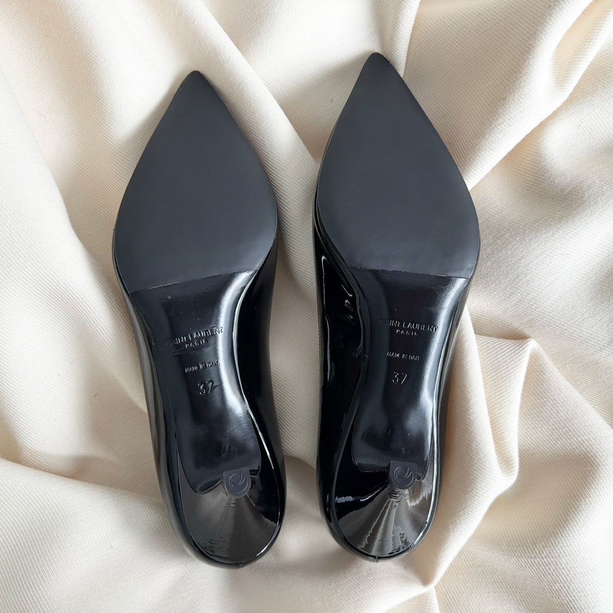 Saint Laurent "Charlotte" 55mm Pumps in Black Patent, size 37 (fits 36.5)
