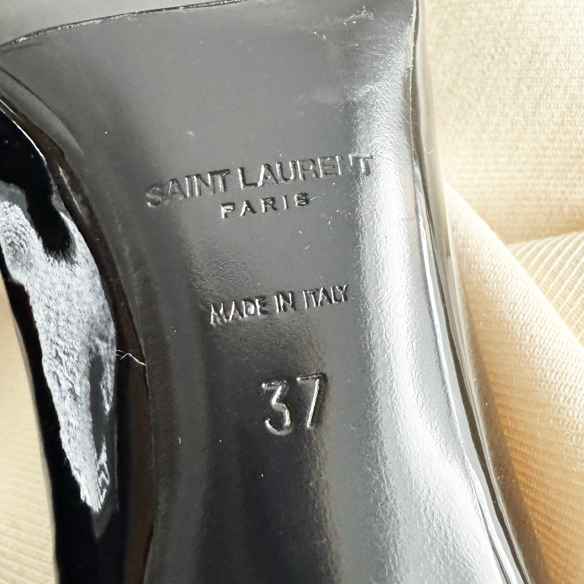 Saint Laurent "Charlotte" 55mm Pumps in Black Patent, size 37 (fits 36.5)