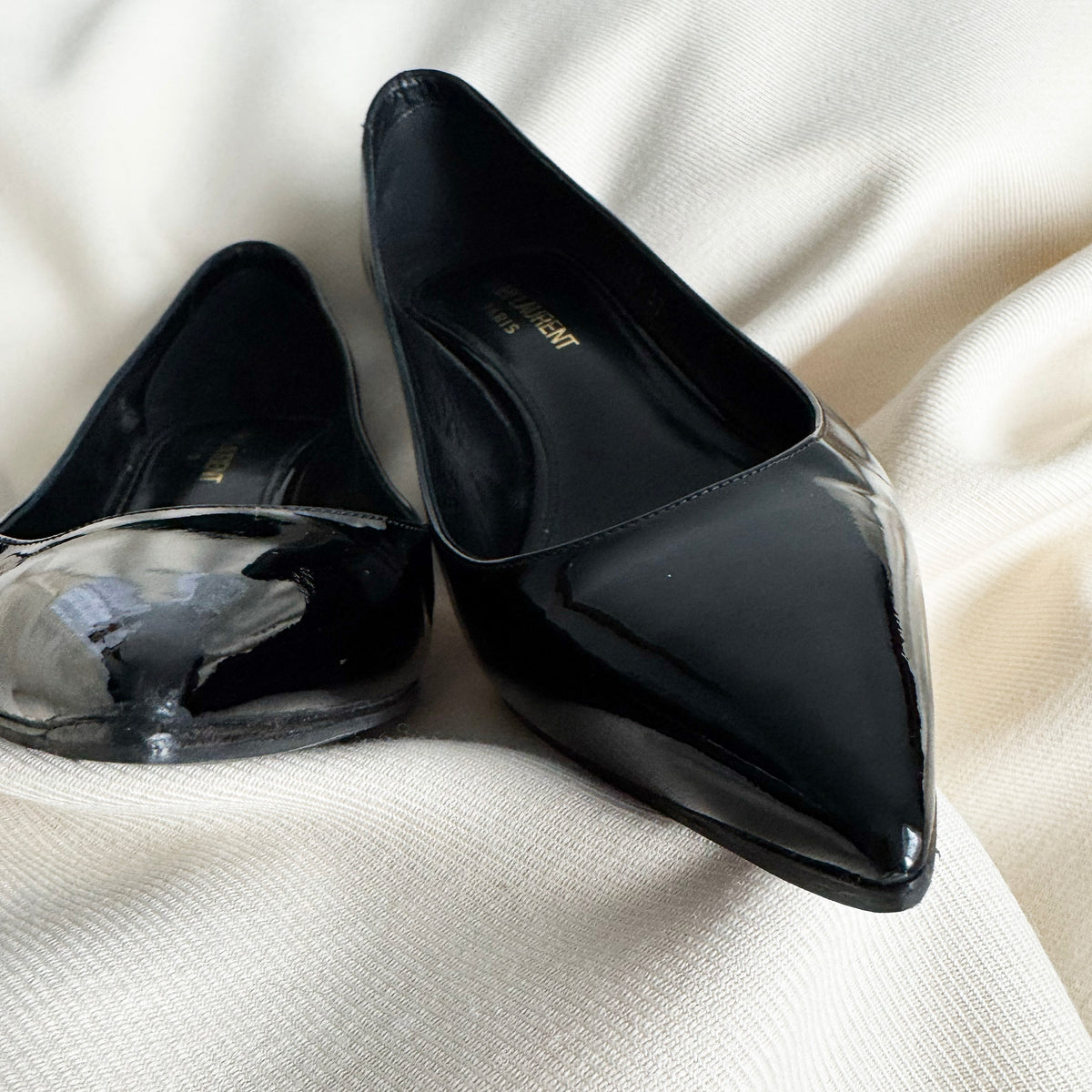 Saint Laurent "Charlotte" 55mm Pumps in Black Patent, size 37 (fits 36.5)