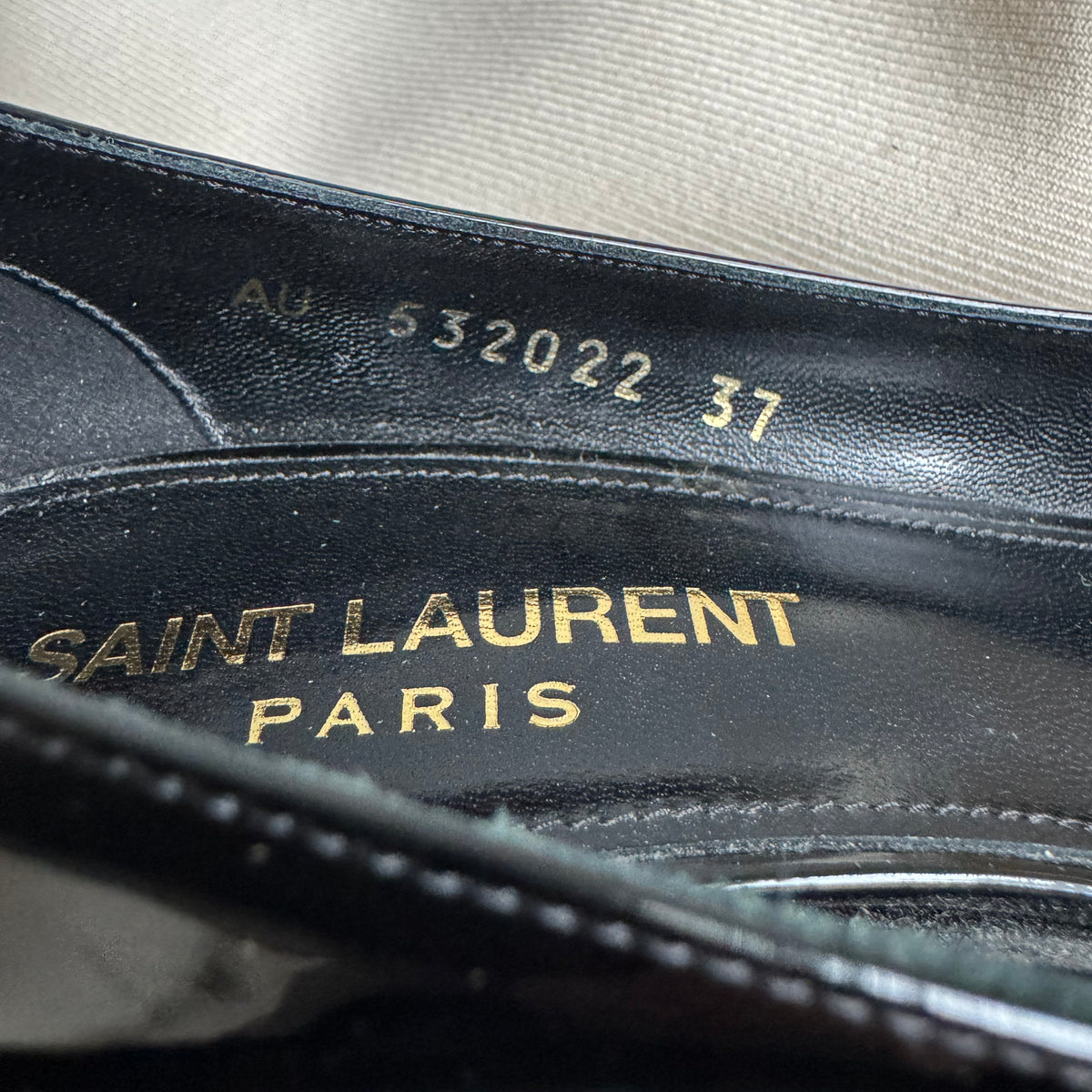 Saint Laurent "Charlotte" 55mm Pumps in Black Patent, size 37 (fits 36.5)